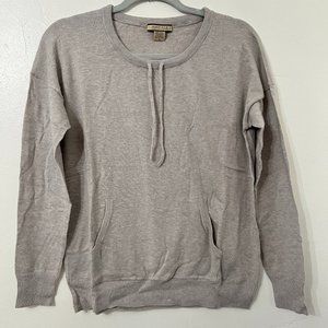 Amicale Cotton Cashmere Blend Light Grey Knit Jersey Pullover Sweater Medium